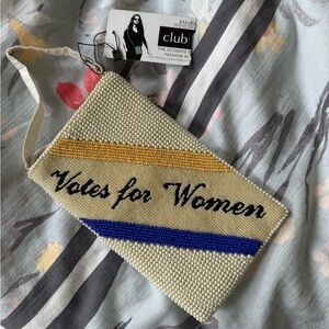 NWT Women's Cream Beaded Clutch